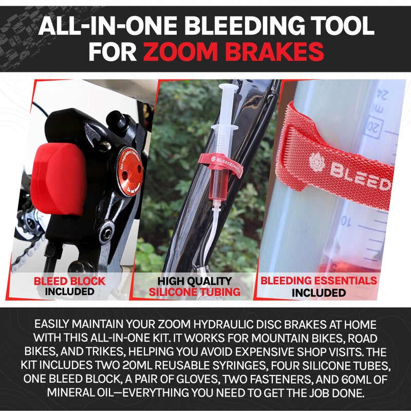 BleedZone Bleed Kit for Zoom Hydraulic Brakes with 60ml Mineral Oil, Ideal for Zoom Brake Bleed Kit - Works with Zoom Brakes on Trikes, Bicycle Brake Bleed Kit, Designed for Zoom Bleed Kit - Image 3
