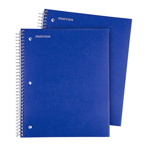 Mintra Office Durable Spiral Notebooks, 3 Subject (Blue, Wide Ruled 2pk) - Image 1