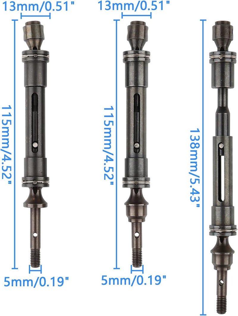 NewZoll 110 RC Car Metal Front  Rear Drive Shaft Transmission Axle Upgrades Parts Replacement for TRAXXAS Slash CVD HQ727 Short Truck Pack of 4  - Image 2