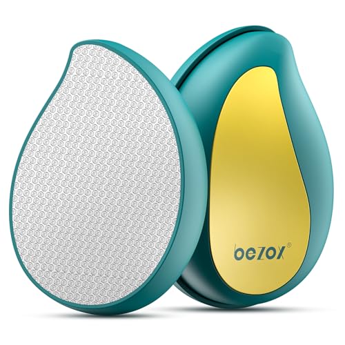 BEZOX Glass Foot Scrubber Professional Foot File Callus Remover for Dead Skin Cracked Heels Premium Pumice Stone Pedicure Tools for Feet with AntiSlip Handle and Protective Cover Green - Image 1