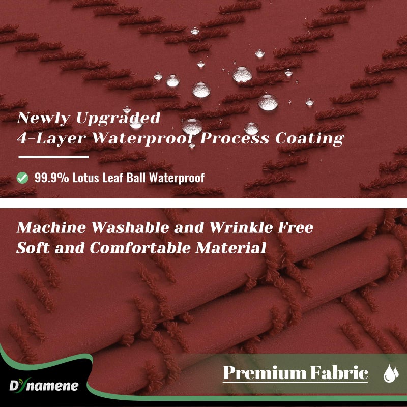 Dynamene 78 بوصة ستارة دش طويلة بوهو معنقدة شيفرون مخطط طويل القضيب الستائر دش للدش لديكور الحمام كبير فندق سبا ستارة دش فاخرة مجموعة مع خطافات تجعد بورغوندي 72x78 - Image 2