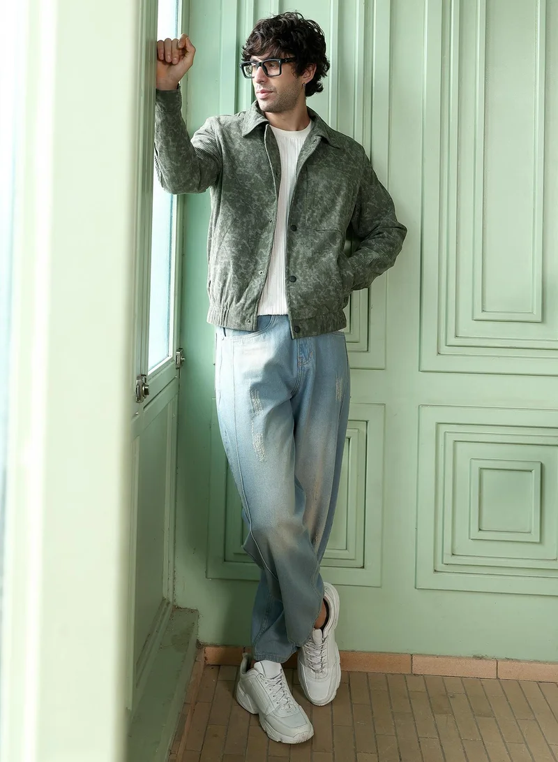 CAHOOT  Men's Juniper Green Faded-Corduroy Utility Bomber Jacket for Men | Best Price UAE