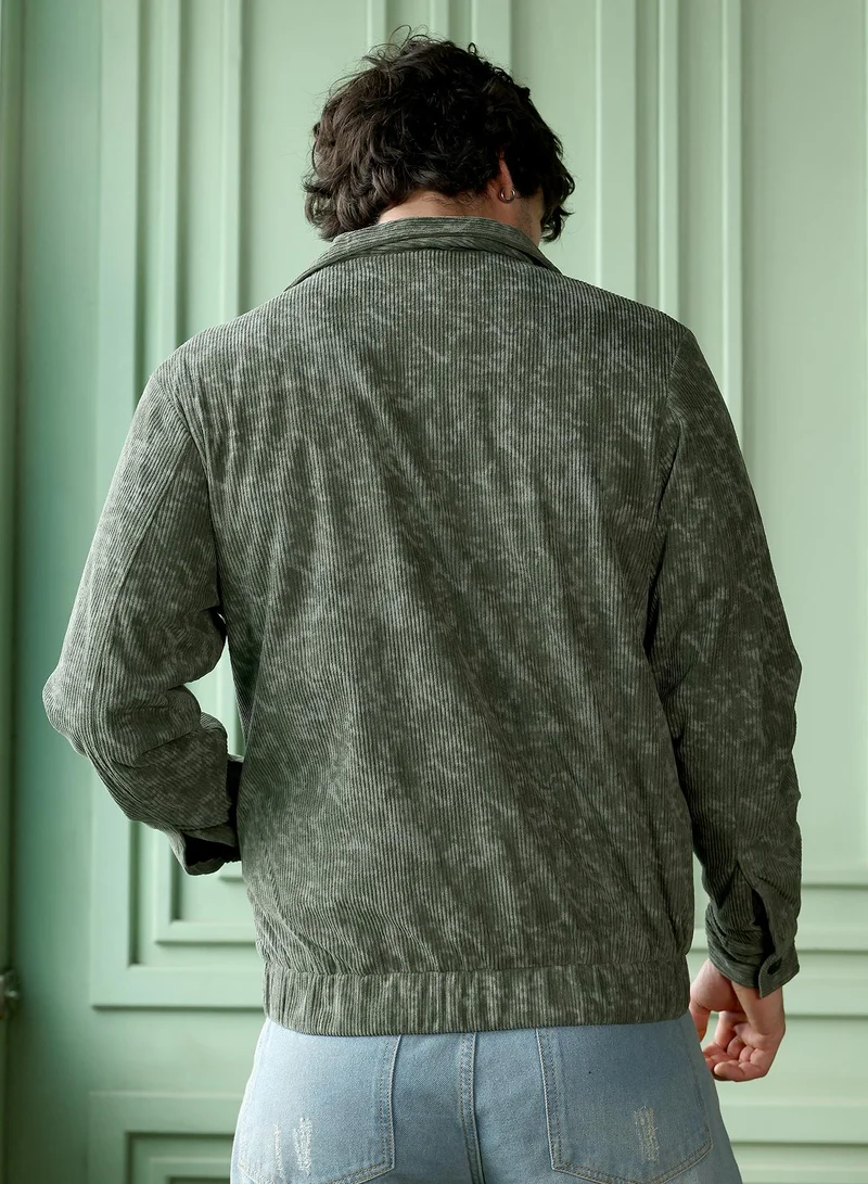 CAHOOT  Men's Juniper Green Faded-Corduroy Utility Bomber Jacket for Men | Best Price UAE