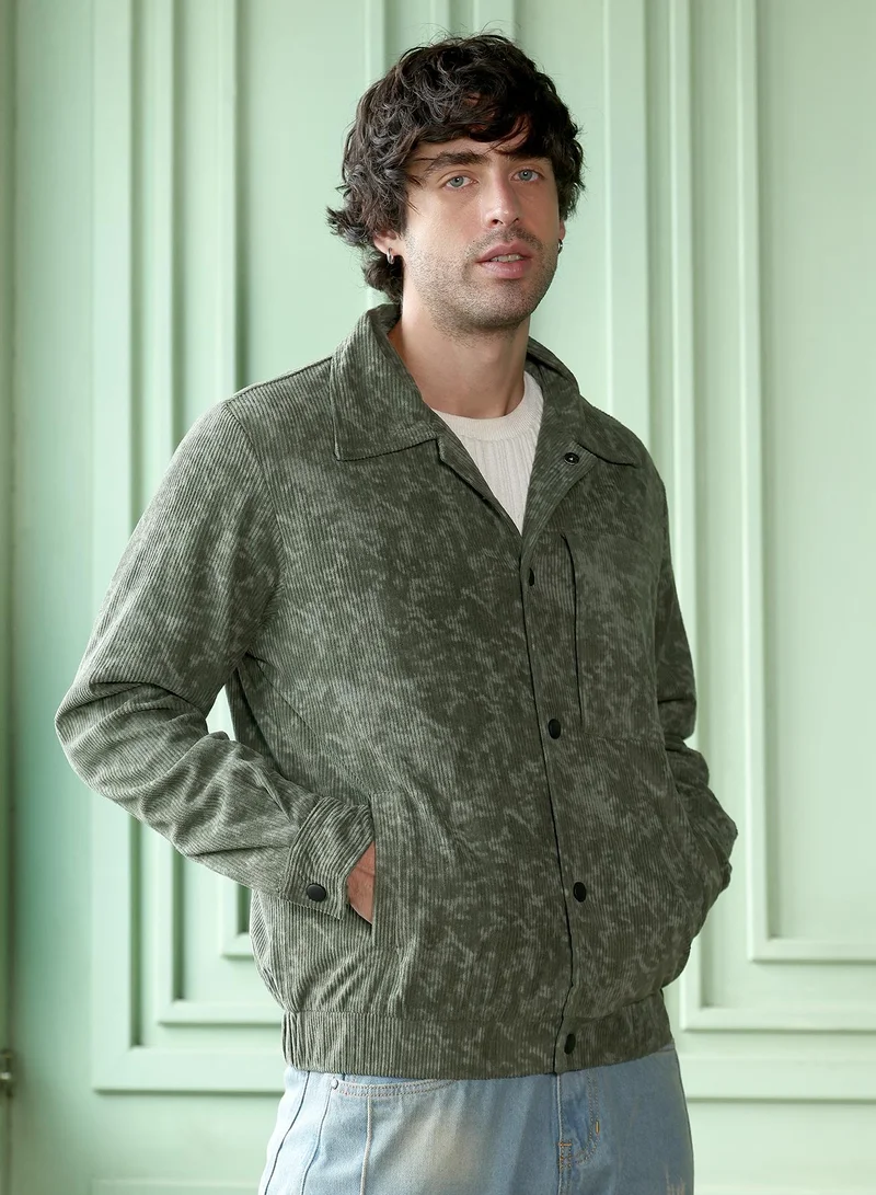 CAHOOT  Men's Juniper Green Faded-Corduroy Utility Bomber Jacket for Men | Best Price UAE