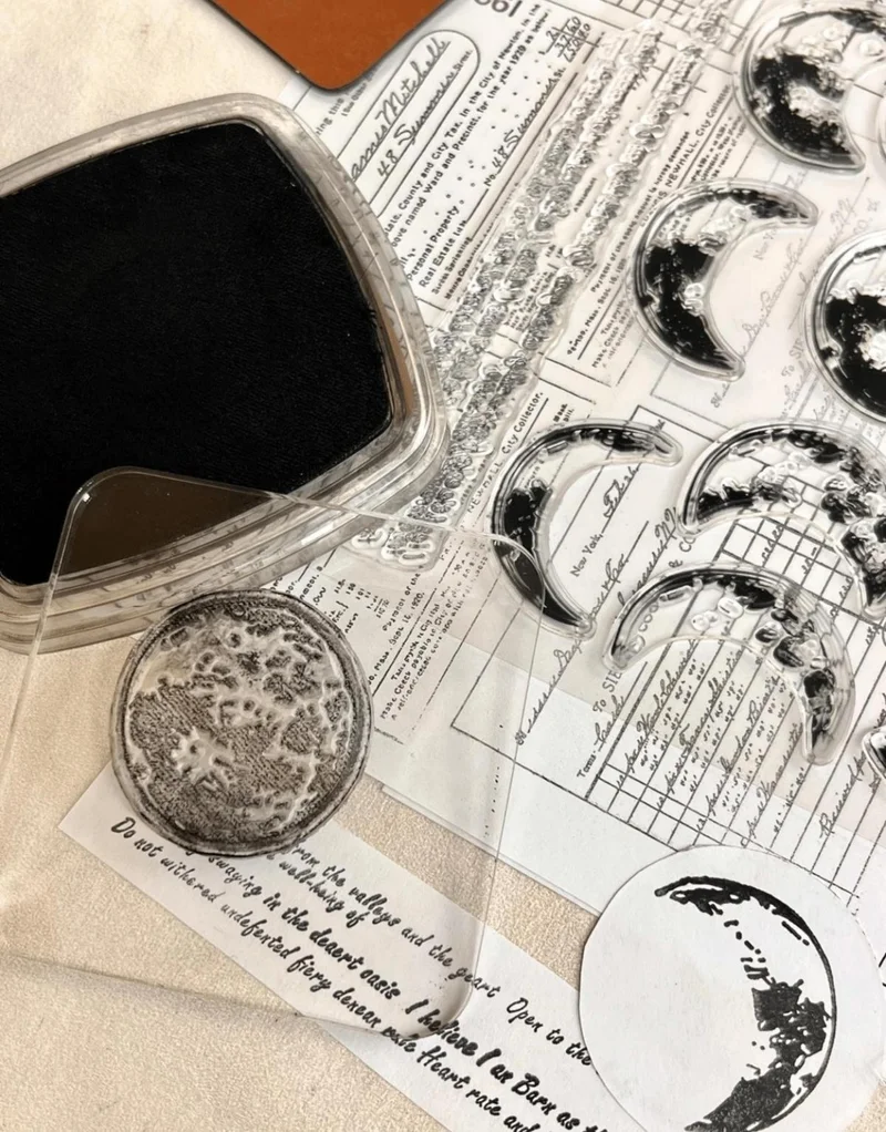 كاغيت جيمي دوكان Paper Ship Shop Vintage Moon Pattern Silicone Stamp / Seal / Transparent Stamp / Stamp / Seal