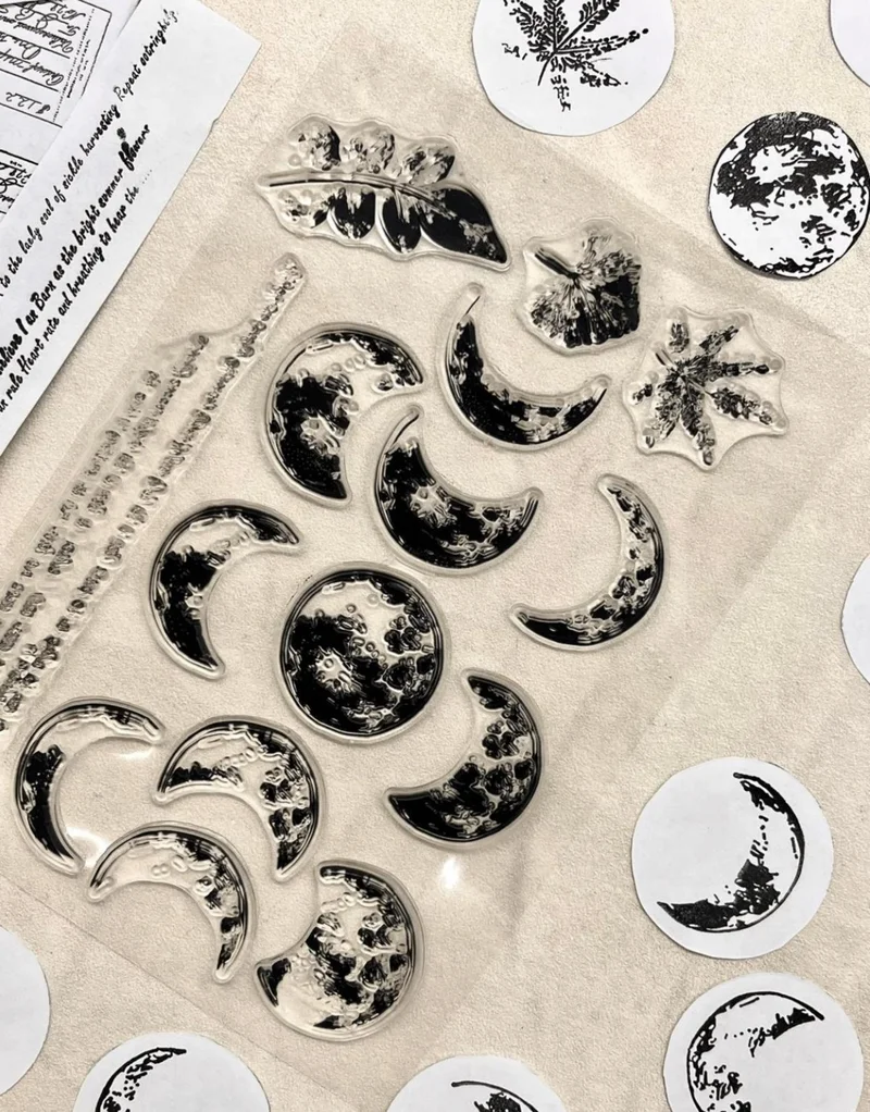 كاغيت جيمي دوكان Paper Ship Shop Vintage Moon Pattern Silicone Stamp / Seal / Transparent Stamp / Stamp / Seal