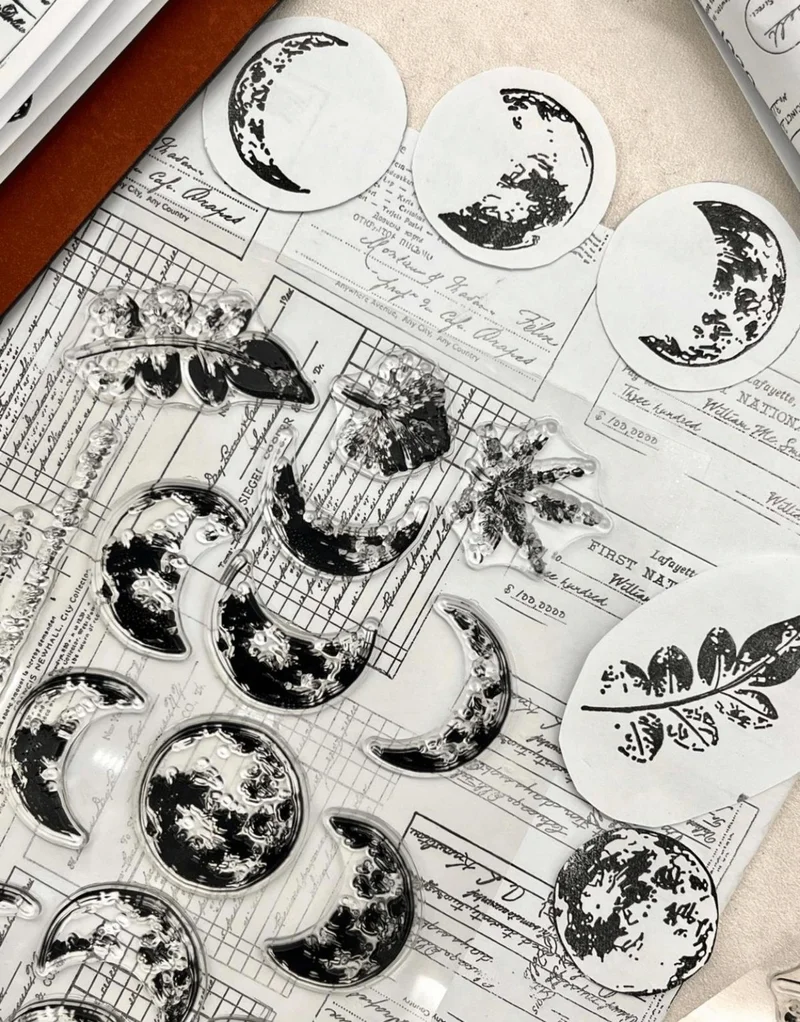 كاغيت جيمي دوكان Paper Ship Shop Vintage Moon Pattern Silicone Stamp / Seal / Transparent Stamp / Stamp / Seal