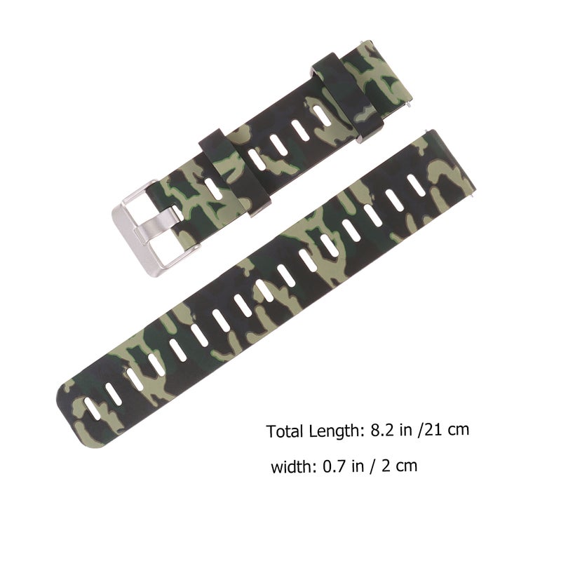 Personalized Painted Silicone Watchband Delicate Watch Strap Compatible for Amazfit Bip (Green camouflage) - Image 2