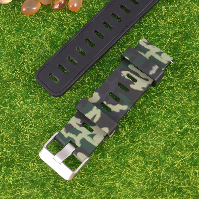 Personalized Painted Silicone Watchband Delicate Watch Strap Compatible for Amazfit Bip (Green camouflage) - Image 5