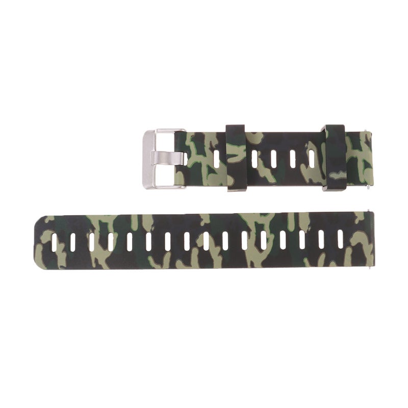 Personalized Painted Silicone Watchband Delicate Watch Strap Compatible for Amazfit Bip (Green camouflage) - Image 1