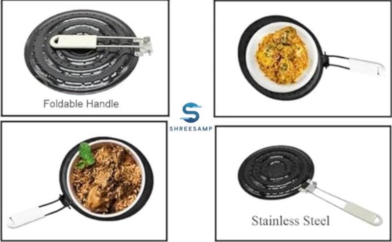 SHREESAMP SHREESAMP Hot Roaster Black Stainless Steel Foldable Handle Phulka Grill for Gas Stove,Grill Tawa Jali for Kitchen, Cooking Stainless Steel Papad Jali Mesh Brinjal Roaster, Roti Grill Basket for Gas  - Image 5