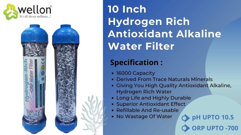 WELLON فلتر مياه قلوي غني بالهيدروجين 10 بوصة من ويلون لزيادة الرقم الهيدروجيني و ORP السالب - Image 3