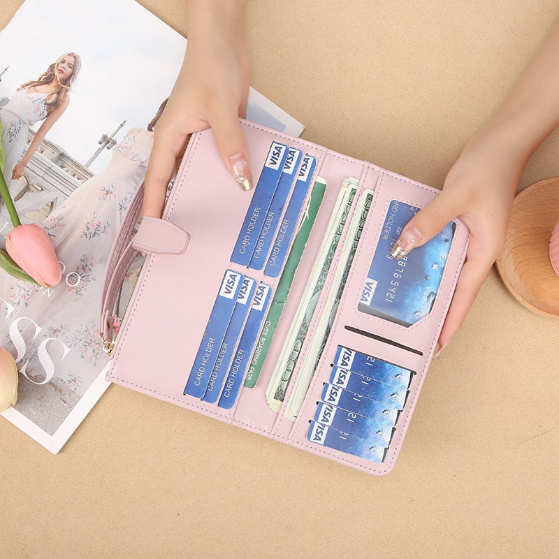 Multifunctional Solid Color PU Leather Wallet, RFID Blocking Design Portable Daily Storage Purse for Cards Cash Coin Business Use - Image 3