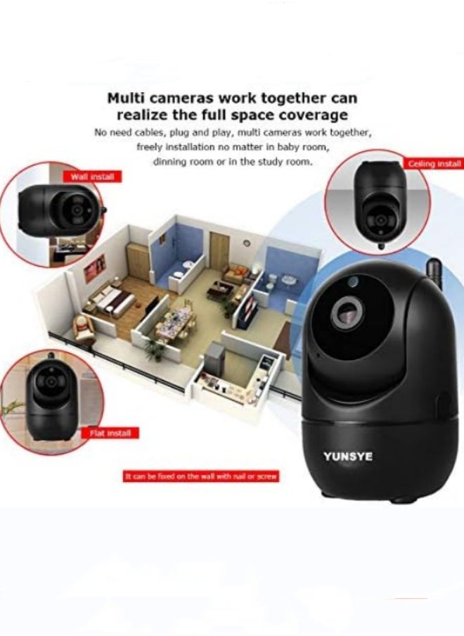 Indoor Security Camera 1080P  Wifi Camera Baby Monitor with Cloud Storage, Motion Detection, Automatic tracking，Two-Way Audio, IR Night Vision