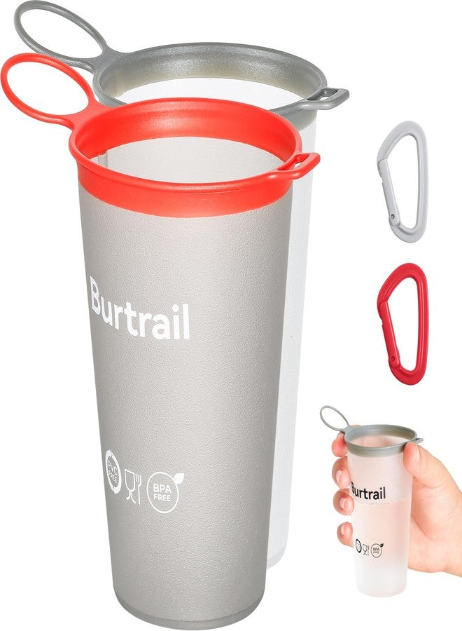Burtrail Running Cup 2-Pack, 200ml Ultralight Collapsible Water Cups for Running, Ultramarathon, BPA/PVC Free, Foldable & Portable (White & Gray) - Image 1