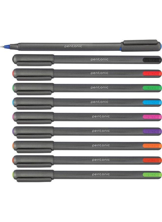 linc - Pentonic Multicolor Premium Ball Point Pen 1.0 Mm 50Count + Pen Organizer For Desk ; Medium Point Featherlite Feel Easy Flow Ink Technology Sleek Matte Finish (50 Count Multicolor) - Image 1