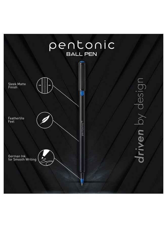 linc - Pentonic Multicolor Premium Ball Point Pen 1.0 Mm 50Count + Pen Organizer For Desk ; Medium Point Featherlite Feel Easy Flow Ink Technology Sleek Matte Finish (50 Count Multicolor) - Image 1