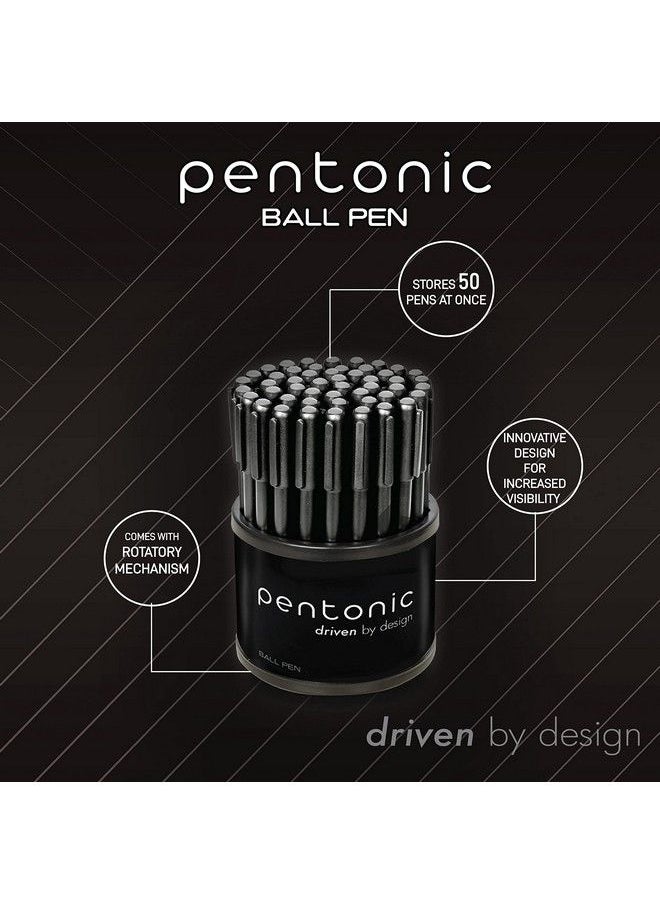 linc - Pentonic Multicolor Premium Ball Point Pen 1.0 Mm 50Count + Pen Organizer For Desk ; Medium Point Featherlite Feel Easy Flow Ink Technology Sleek Matte Finish (50 Count Multicolor) - Image 1