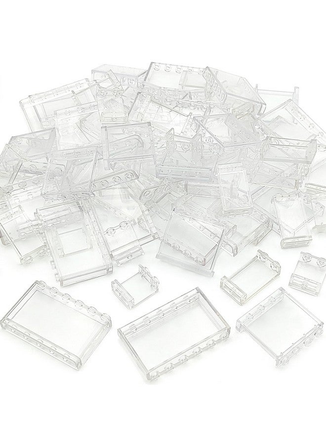 ZHX 72PCS Clear Transparent Window House Building Brick Toy Classic Flat Plates Pieces and Parts Block Compatible with Major Brands (White Mix) - Image 1