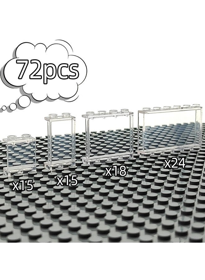 ZHX 72PCS Clear Transparent Window House Building Brick Toy Classic Flat Plates Pieces and Parts Block Compatible with Major Brands (White Mix) - Image 5