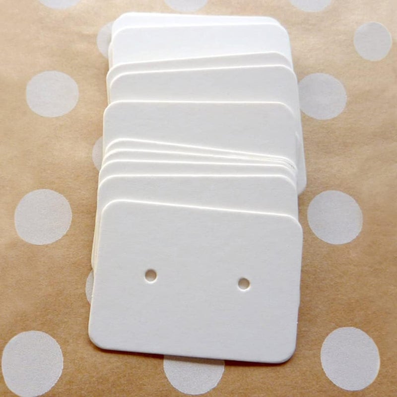 g2plus 200 PCS Earring Display Cards,White Paper Earrings Tags, 1.10" x 1.57" Ear Stud Earring Card for Handmade Earrings, Studs Selling and Small Jewelries (White) - Image 1