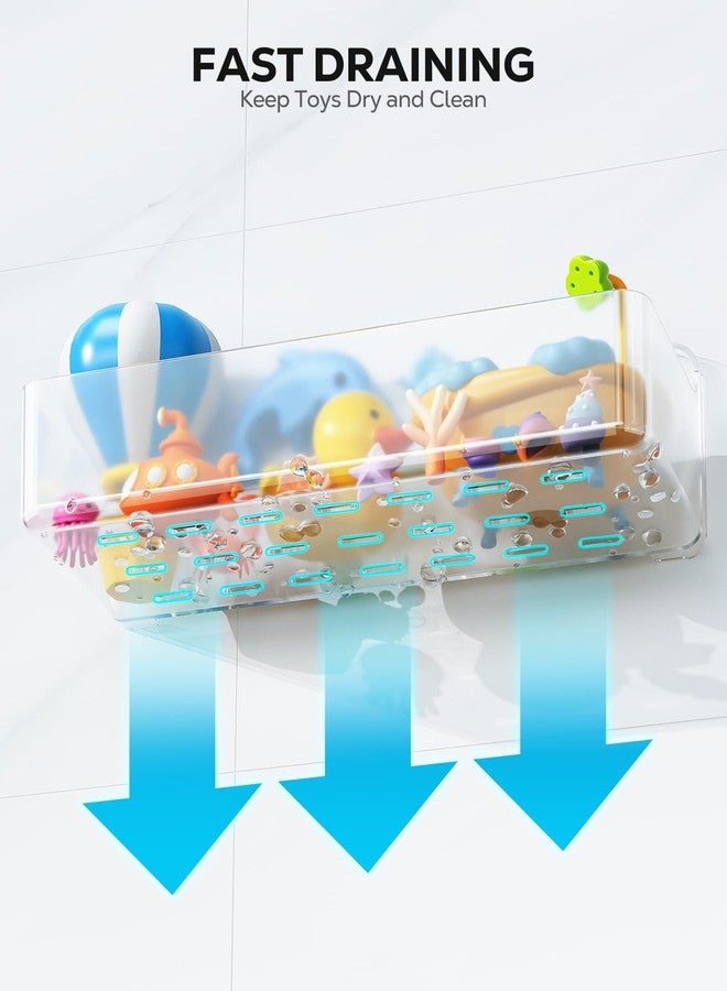 Nieifi Bath Toy Storage, Large Capacity Bath Toy Organizer, Adhesive Shower Caddy for Baby Bathroom Bathtub, Clear (2 Large) - Image 4