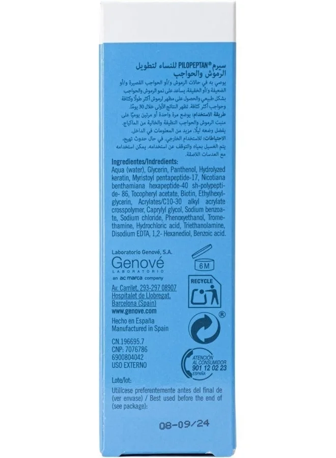 Genove  Genove Pilopeptan Woman Eyelash and Eyebrow Growth Serum – Advanced Lash Enhancer & Booster with Biotin, Panthenol & Keratin | Denser, Longer Lashes & Fuller Brows – 6ml (Ophthalmologist Tested) for Women | Best Price UAE