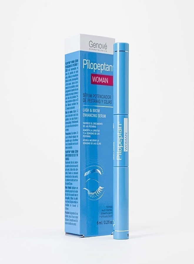 Genove  Genove Pilopeptan Woman Eyelash and Eyebrow Growth Serum – Advanced Lash Enhancer & Booster with Biotin, Panthenol & Keratin | Denser, Longer Lashes & Fuller Brows – 6ml (Ophthalmologist Tested) for Women | Best Price UAE