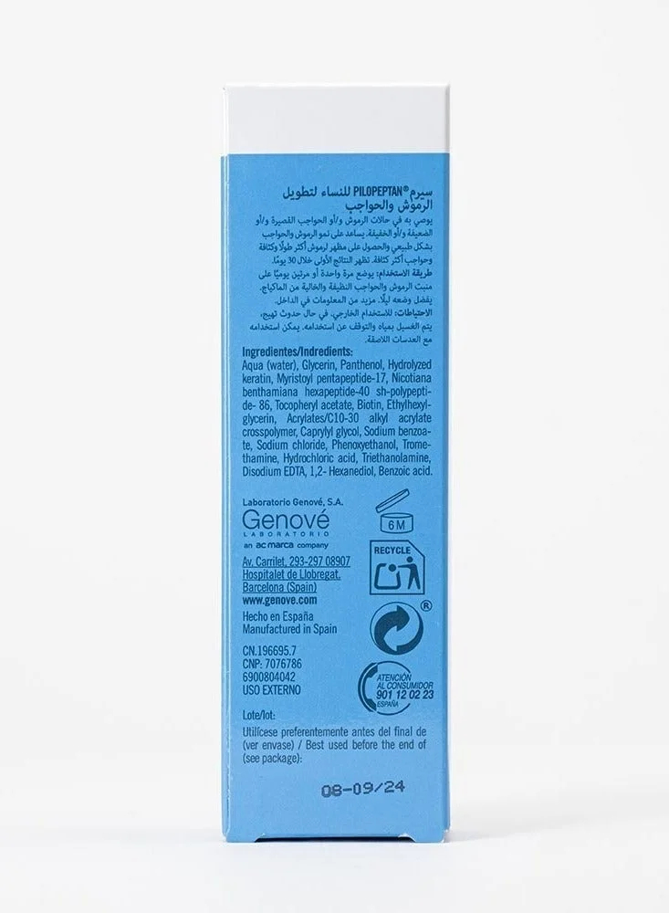 Genove  Genove Pilopeptan Woman Eyelash and Eyebrow Growth Serum – Advanced Lash Enhancer & Booster with Biotin, Panthenol & Keratin | Denser, Longer Lashes & Fuller Brows – 6ml (Ophthalmologist Tested) for Women | Best Price UAE
