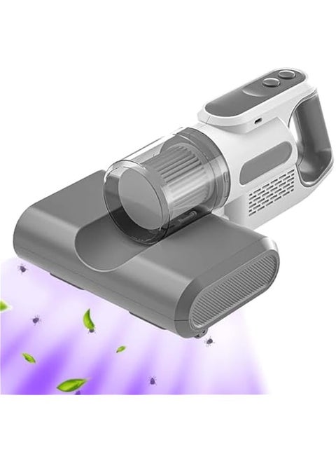 Mite Vacuum Cleaner - Handheld Wireless Remover for Home, Car, Bed, Sofa, Carpet - UV Light Mattress Cleaner - Removes Dust & Particles - White