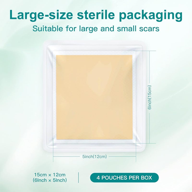 Nubical Medical Grade Big Silicone Scar Sheets 6 x 5 4 Patches Silicone Gel Sheets for Scars Treatment Scar Removal Wound Care Product green - Image 2