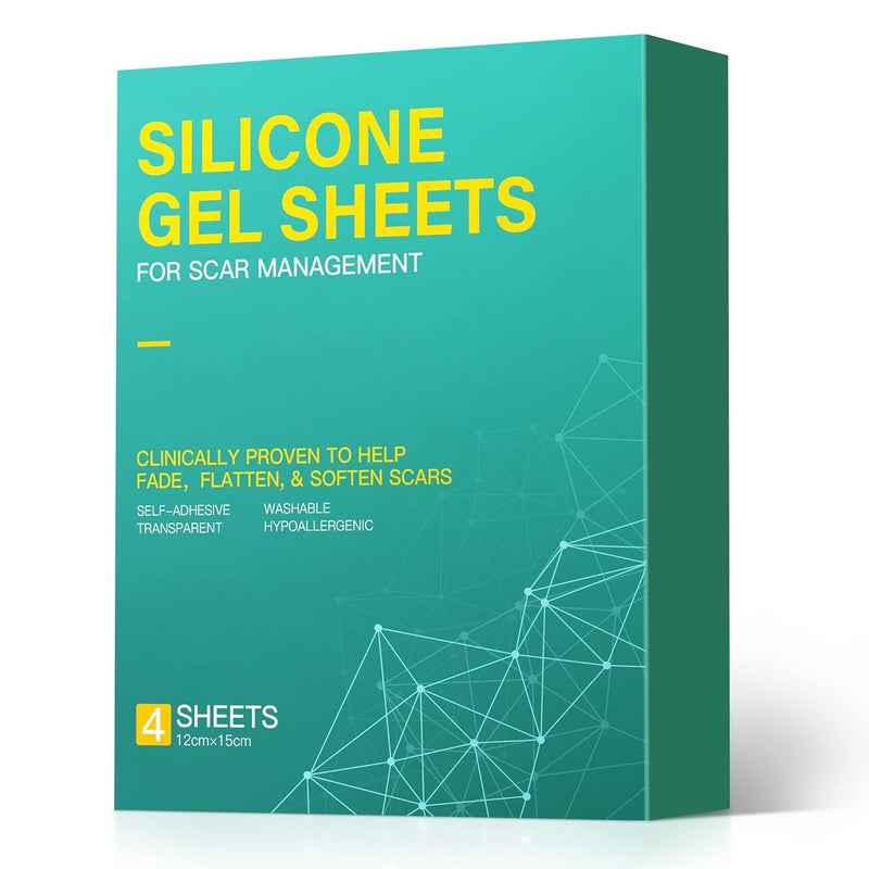 Nubical Medical Grade Big Silicone Scar Sheets 6 x 5 4 Patches Silicone Gel Sheets for Scars Treatment Scar Removal Wound Care Product green - Image 1