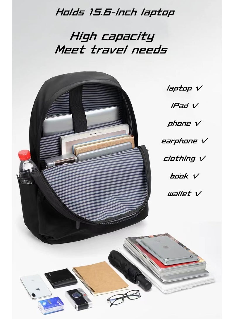 Skycare School Backpack for Men Women Water Resistant Laptop Backpack Bookbags College Daypack Black Backpack School Bag - Image 4