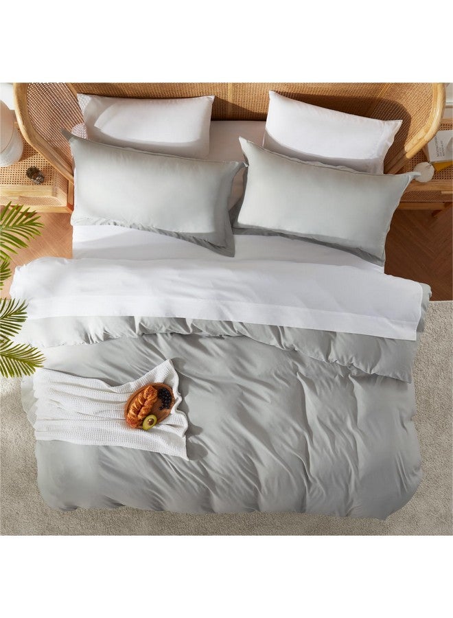 Nestl Nestl Bedding Duvet Cover, Protects and Covers your Comforter / Duvet Insert, Luxury 100% Super Soft Microfiber, Queen Size, Color Light Gray, 3 Piece Duvet Cover Set Includes 2 Pillow Shams by Nestl Bedding  - Image 5