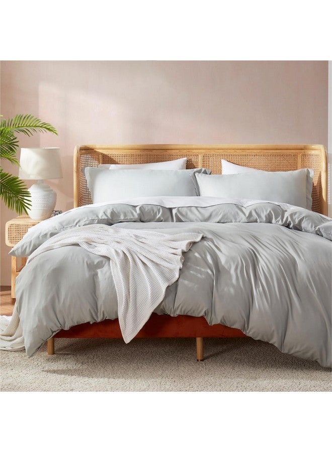 Nestl Nestl Bedding Duvet Cover, Protects and Covers your Comforter / Duvet Insert, Luxury 100% Super Soft Microfiber, Queen Size, Color Light Gray, 3 Piece Duvet Cover Set Includes 2 Pillow Shams by Nestl Bedding  - Image 1