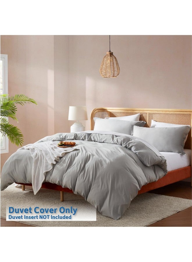 Nestl Nestl Bedding Duvet Cover, Protects and Covers your Comforter / Duvet Insert, Luxury 100% Super Soft Microfiber, Queen Size, Color Light Gray, 3 Piece Duvet Cover Set Includes 2 Pillow Shams by Nestl Bedding  - Image 2