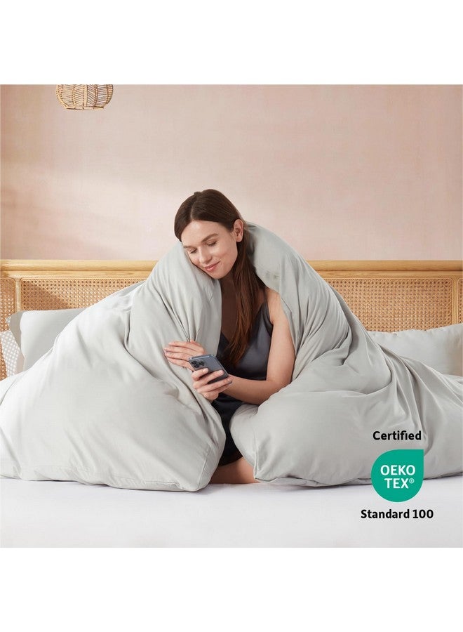 Nestl Nestl Bedding Duvet Cover, Protects and Covers your Comforter / Duvet Insert, Luxury 100% Super Soft Microfiber, Queen Size, Color Light Gray, 3 Piece Duvet Cover Set Includes 2 Pillow Shams by Nestl Bedding  - Image 3