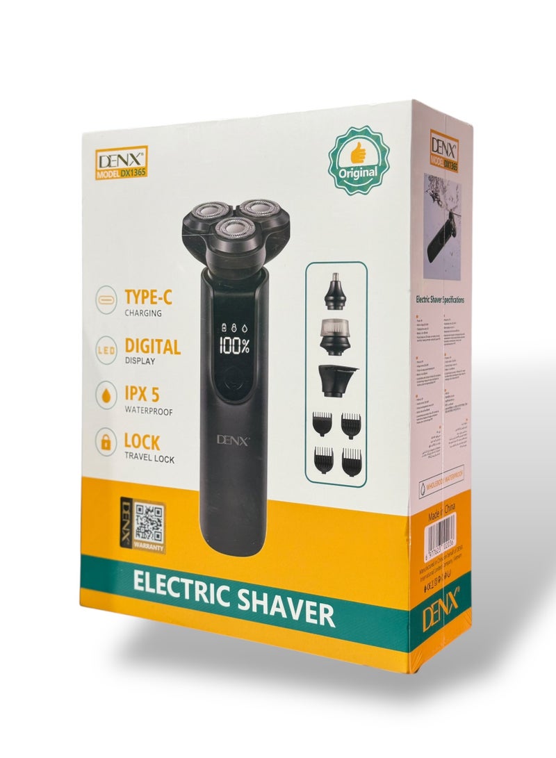 Denx Electric Shaver with Multi-Heads Beard Trimmer Hair Clipper Facial Cleanser Nose Massager Cleaning Tool Fully Washable Rechargeable - Image 2