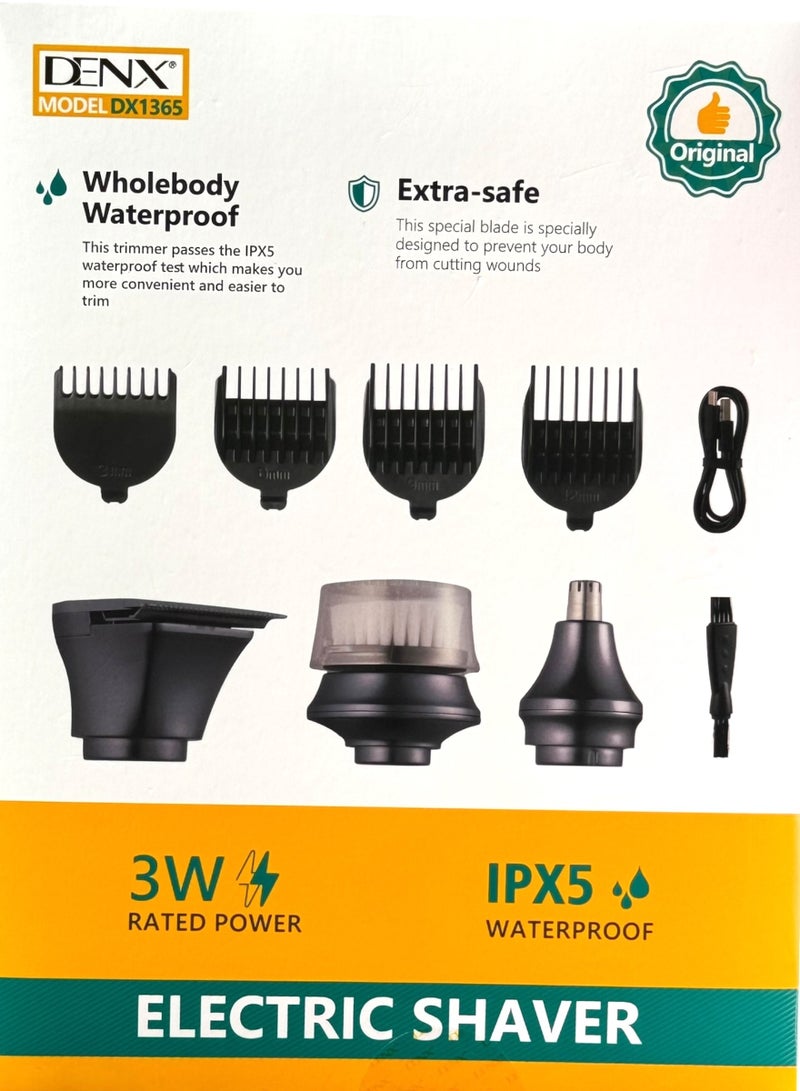 Denx Electric Shaver with Multi-Heads Beard Trimmer Hair Clipper Facial Cleanser Nose Massager Cleaning Tool Fully Washable Rechargeable - Image 3