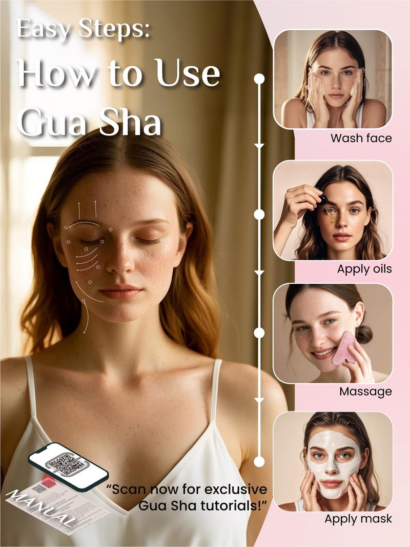 Rena Chris Gua Sha Facial Tools, Rose Quartz Guasha Tool for Acupuncture, Manual Massage Tool for Jawline Sculpting and Puffiness Reducing, Gua Sha Facial Massage Tool, Skin-Care Gift - Image 4