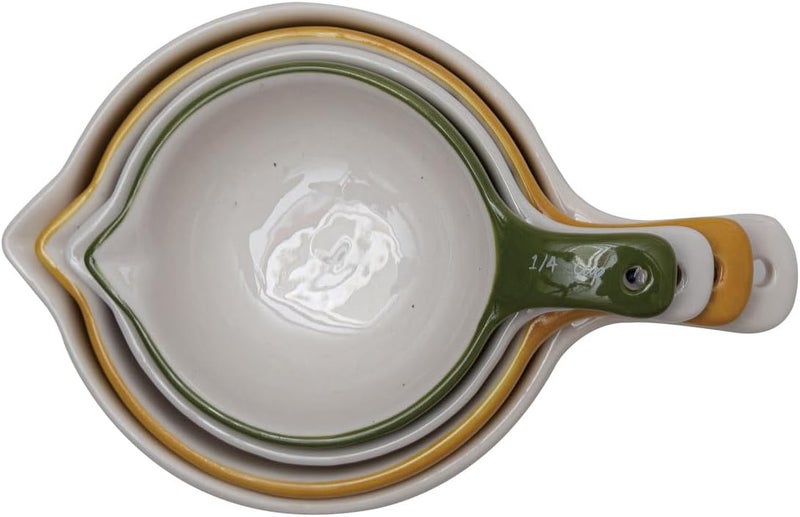 Creative Co-Op Hand-Painted Stoneware Measuring Cups, 6" L x 4" W x 3" H, Multicolor - Image 3