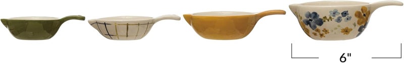 Creative Co-Op Hand-Painted Stoneware Measuring Cups, 6" L x 4" W x 3" H, Multicolor - Image 2