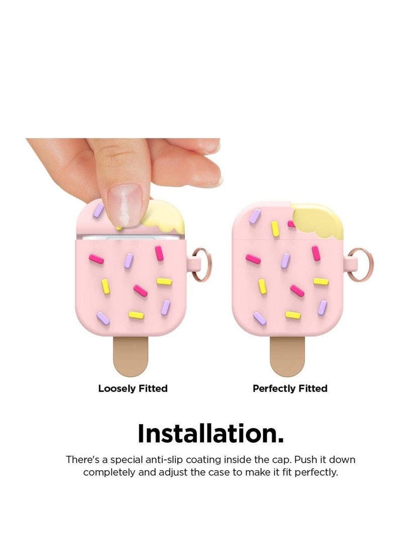 SYOSI - For AirPods1/2 Generation Apple Bluetooth Wireless Earphone Cover Suitable for Fresh and Anti-Fall Soft Plastic Shell, Ice Cream for AirPods Pro Case with Keychain - Image 1
