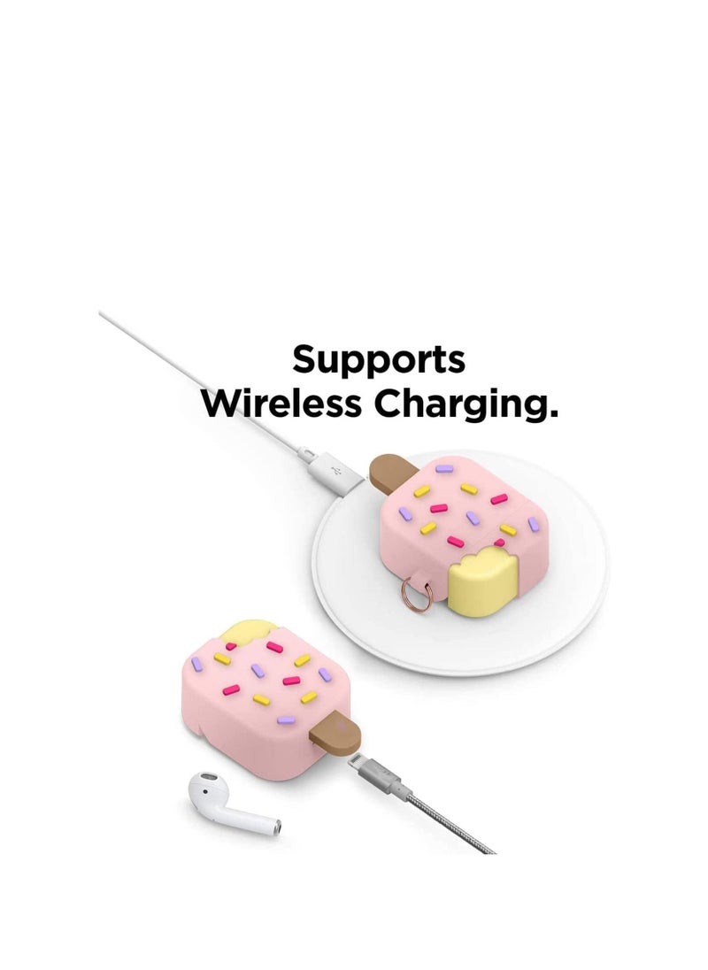 SYOSI - For AirPods1/2 Generation Apple Bluetooth Wireless Earphone Cover Suitable for Fresh and Anti-Fall Soft Plastic Shell, Ice Cream for AirPods Pro Case with Keychain - Image 1