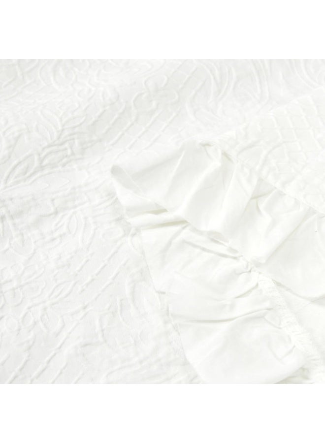 السرعوف الذهبية ستارة حمام من نسيج القطن الفاخر GOLD MANTIS مقاس 72x72 بوصة - ستارة حمام ناعمة وخالية من التجاعيد وصديقة للبيئة مع فتحات أزرار معززة لسهولة التركيب (Protea Matelasse (أبيض)) - Image 3