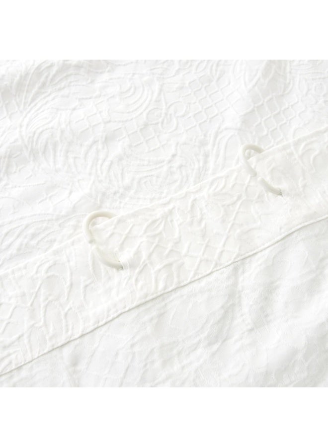 السرعوف الذهبية ستارة حمام من نسيج القطن الفاخر GOLD MANTIS مقاس 72x72 بوصة - ستارة حمام ناعمة وخالية من التجاعيد وصديقة للبيئة مع فتحات أزرار معززة لسهولة التركيب (Protea Matelasse (أبيض)) - Image 4