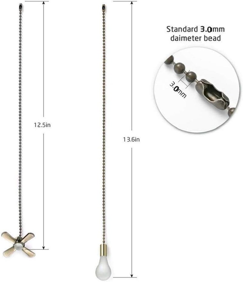 DAYONE Ceiling Fan Pull Chains 13.6 Inches Fan Pulls 2 Pcs Ceiling Fan Pull Cord Fan Pull Set for Ceiling Fan Light and Lamps - Image 2