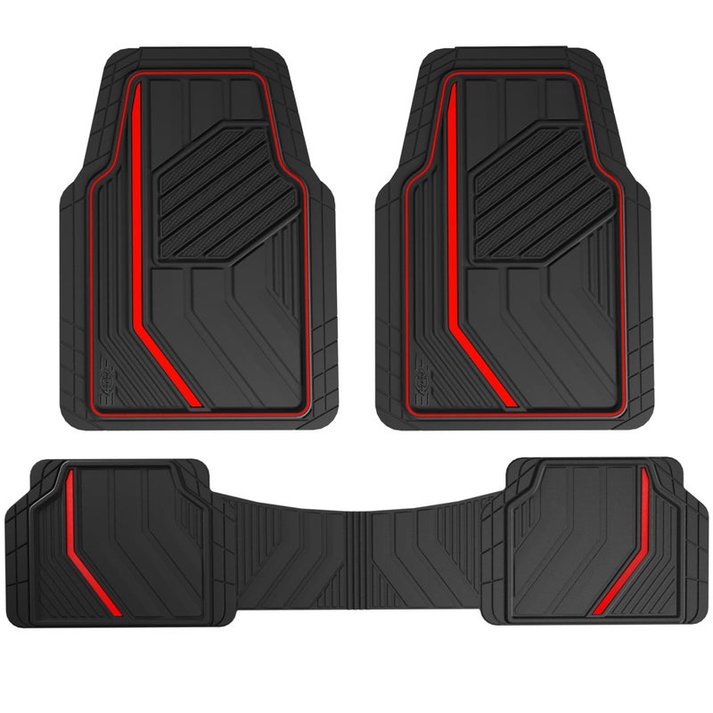 Dickies 3-Piece DuraSport Floor Mats, Heavy-Duty Mats for Cars, Trucks, SUVs â€” Black/Red - Image 1