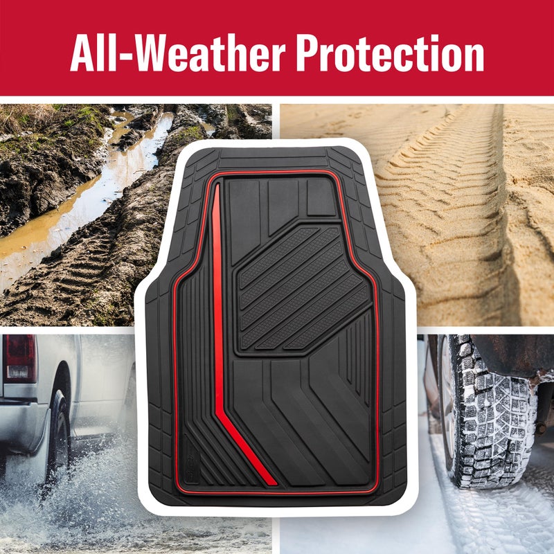 Dickies 3-Piece DuraSport Floor Mats, Heavy-Duty Mats for Cars, Trucks, SUVs â€” Black/Red - Image 3