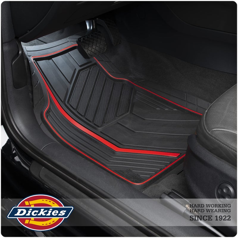 Dickies 3-Piece DuraSport Floor Mats, Heavy-Duty Mats for Cars, Trucks, SUVs â€” Black/Red - Image 5